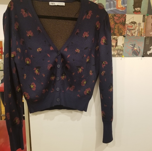 *NWOT* ZARA Jaquard Cardigan - Picture 2 of 3